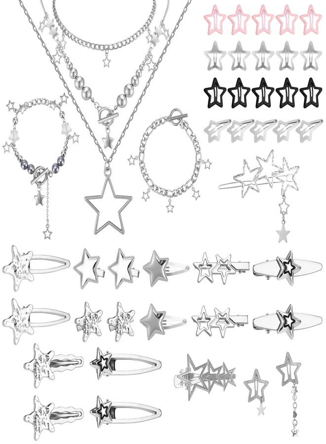 ZhouBoat 45PCS Y2K Hair Clips for Women Girls, Star Barrettes, Necklace & Bracelets Set | Kawaii Retro 2000s Hair Accessories | Festival Rave Grunge Aesthetic - Image 1